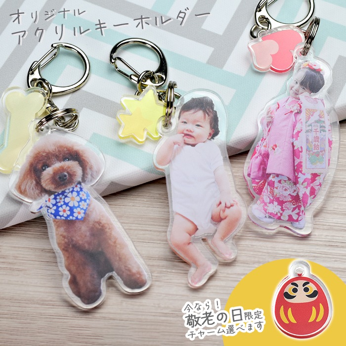 オリジナル アクリルキーホルダー 写真 うちの子 プレゼント 子ども 孫 赤ちゃん ペット 誕生日 母の日 父の日 敬老の日 グッズ 【送料無料】【ゆうパケット】 (HK020)(5営業日発送)