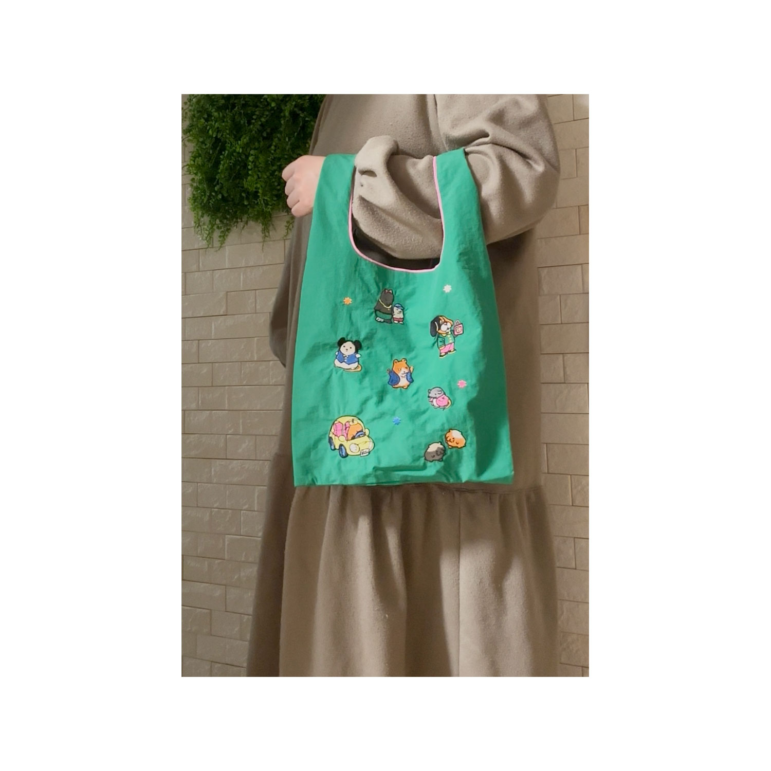 [公式] メーカー直営 ラブリーフレンズ 刺繍エコバッグ グリーン