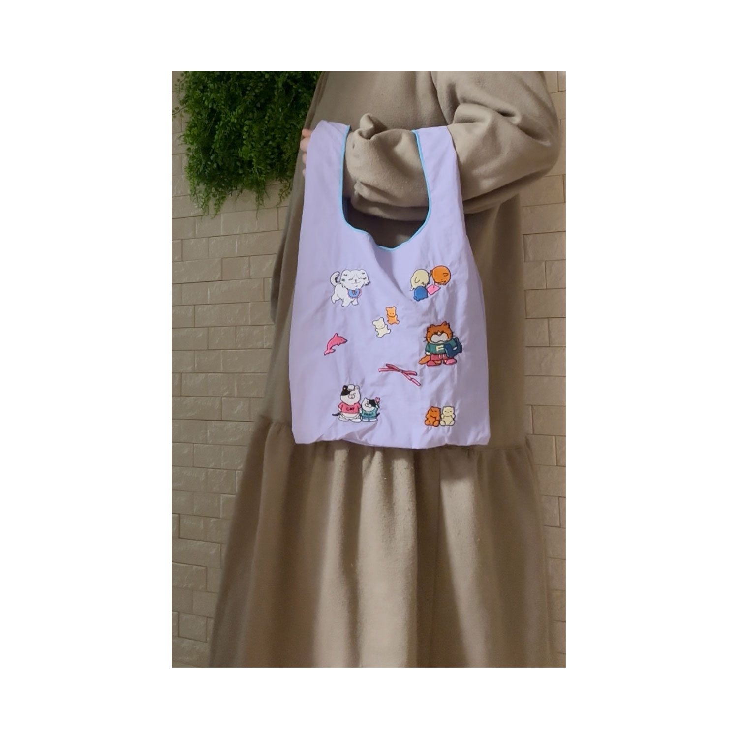 [公式] メーカー直営 ラブリーフレンズ 刺繍エコバッグ パープル