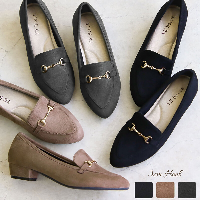 ローファー パンプス レディース 歩きやすい 3cmヒール オペラシューズ ビット ポインテッドトゥ とんがりパンプス スエード調 秋冬 2014