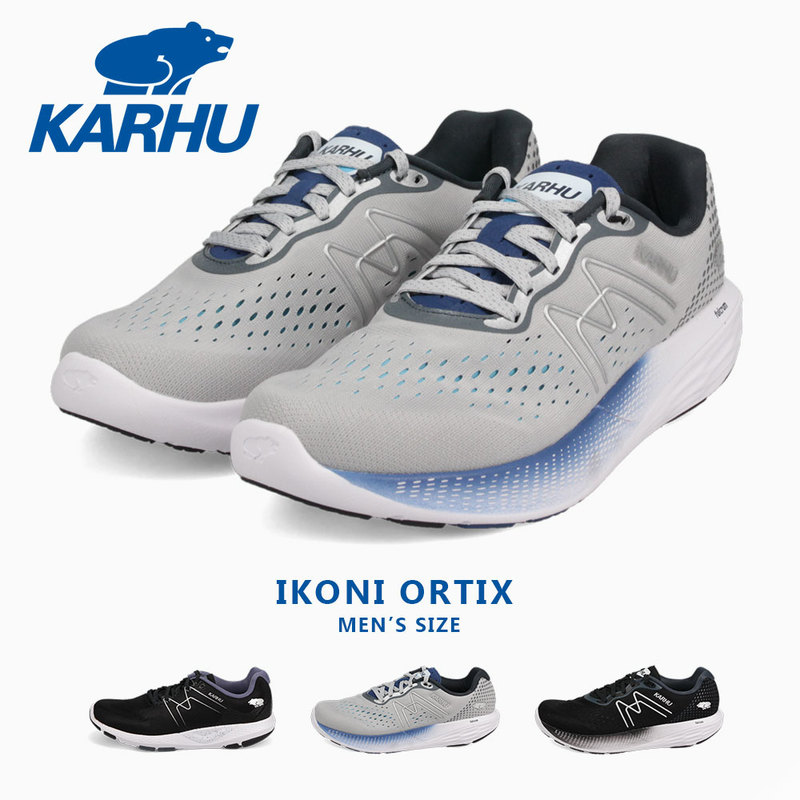 カルフ スニーカー メンズ 黒 ローカット ランニングシューズ メンズ メッシュ 通気性 軽量 ブラック グレー KARHU イコニオルティックス