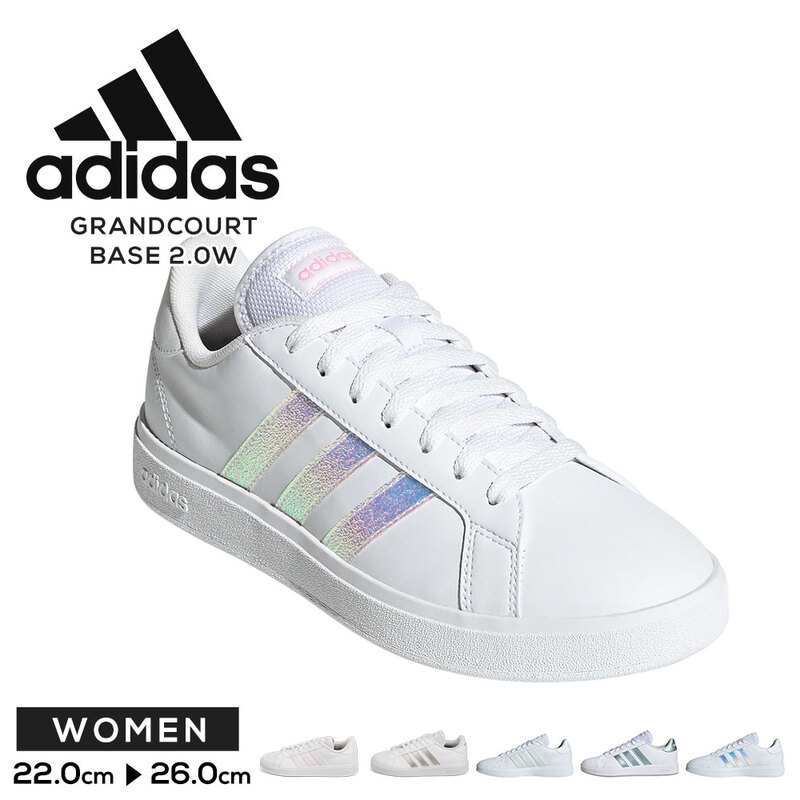 アディダス レディース ローカット コートスニーカー 運動靴 グランドコート ベース ADIDAS GRANDCOURT BASE 2.0 W 白 黒