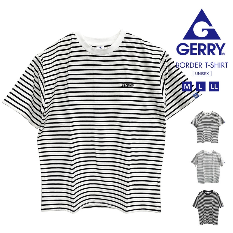gerry tシャツ 半袖 ティーシャツ 胸刺繍 メンズ ヘビーウエイトコットン ボーダー クルーネック ショートスリーブ ジェリー ge23su05