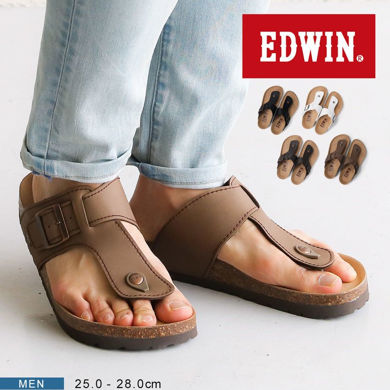 エドウィン コンフォートサンダル メンズ おしゃれ サンダル カジュアル トング ブラック 黒 ダークブラウン ホワイト EDWIN 9123