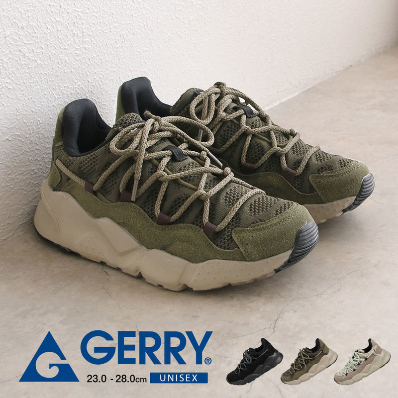 gerry スニーカー 厚底 レディース メンズ ダッドスニーカー ユニセックス アウトドア キャンプ ジェリー ブラック カーキ グレー 7506