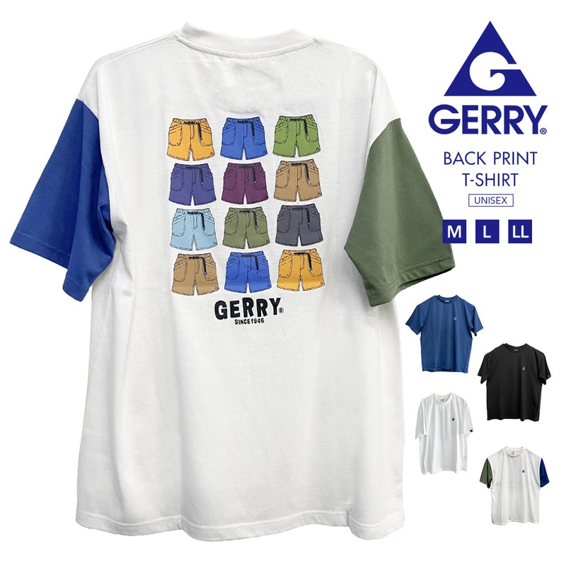 gerry tシャツ メンズ 半袖 レディース バックプリント 天竺 ブランド クルーネック ショートスリーブ シンプル ジェリー ge23su23