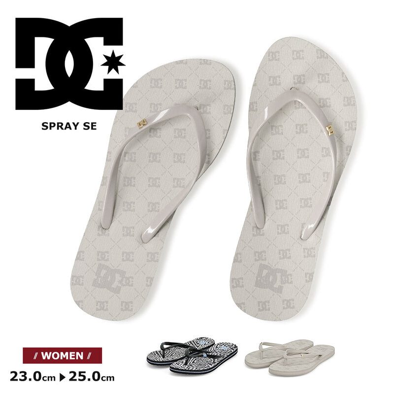 ディーシー ビーチサンダル レディース サンダル トングサンダル フラットソール 夏 黒 ブラック クレイ グレー SPRAY SE DW231015