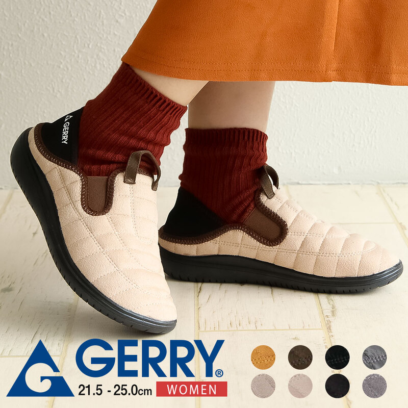 gerry ジェリー モックシューズ レディース サボサンダル 冬 歩きやすい 撥水 かかとが踏める スリッポン アウトドア キャンプ 黒 5561