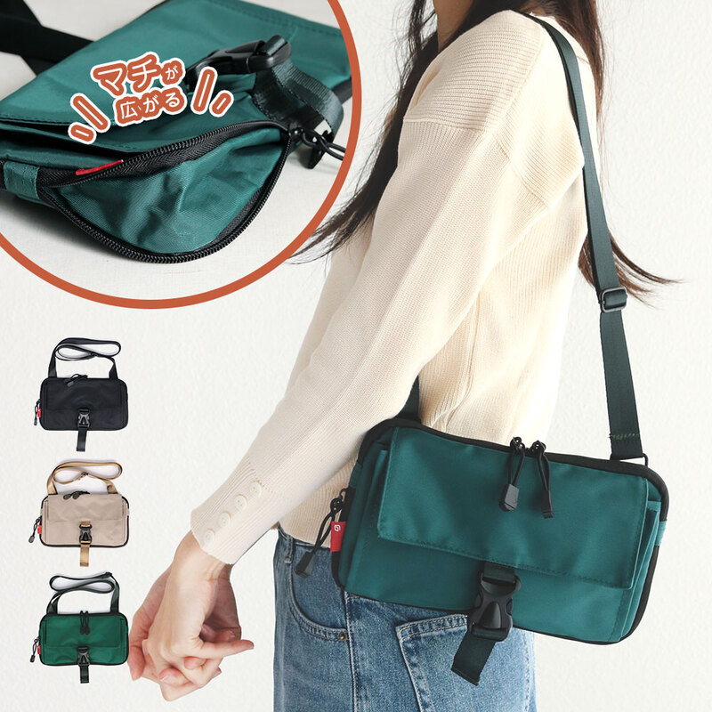 ショルダーバッグ レディース 小さめ 肩掛け 軽量 ファスナー おしゃれ  鞄 カバン 黒 ブラック グレージュ ディープグリーン