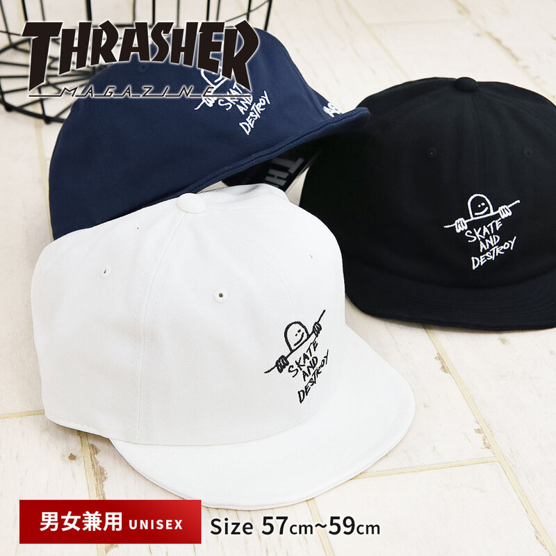 帽子 メンズ キャップ ブランド 刺繍 ロゴ ベースボールキャップ クラウンキャップ ローキャップ 夏 スラッシャー THRASHER dw1549