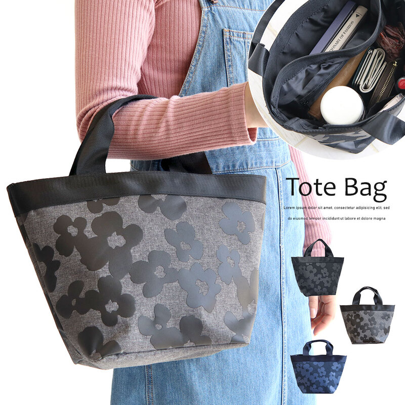 トート バッグ レディース 小さめ ミニ ハンド 北欧 花柄 ファスナー 軽量 おしゃれ かわいい 軽い マチ広 大人 シンプル ランチ 通勤 旅行 かばん FLOWER LALA