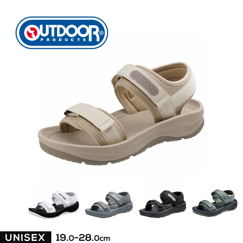 アウトドアプロダクツ スポーツサンダル メンズ レディース ストラップ  スポサン 黒 グレー ホワイト ベージュ グリーン ODP706SL