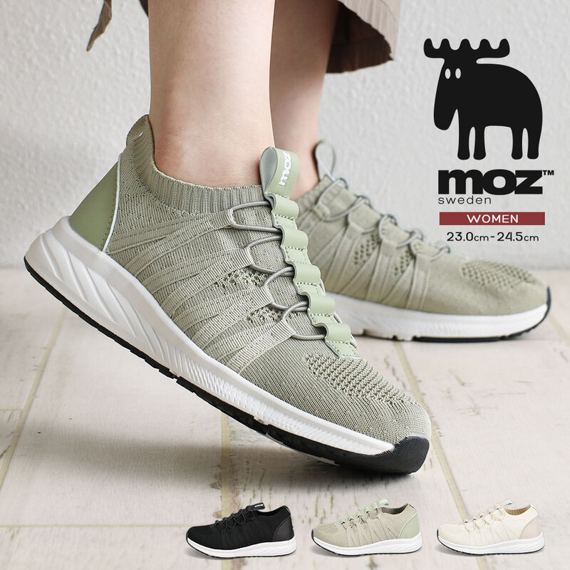 モズ moz スリッポン レディース 黒 ストレッチニット ローカット 北欧 スニーカー 靴 シューズ ブラック ライトグリーン アイボリー 4278