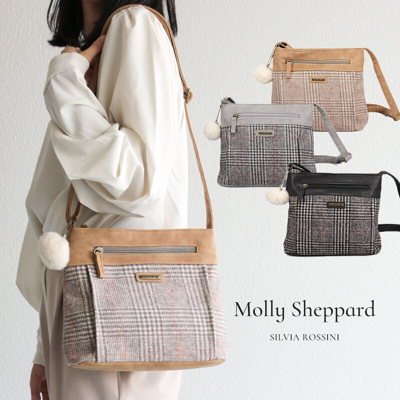 ショルダーバッグ レディース 斜めがけ 大人 軽量 軽い チェック柄 ふわふわ かわいい おしゃれ 鞄 かばん 黒 ブラック グレー ベージュ