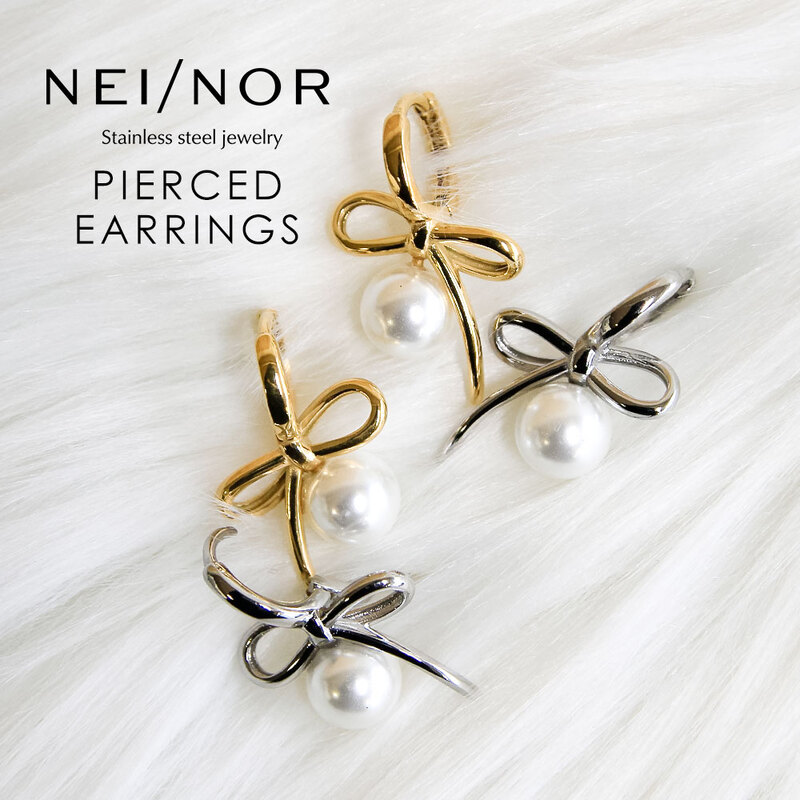 Nei/nor ピアス お肌に優しい つけっぱなしok サージカルステンレス 316L 変色 錆 傷に強い 低アレルギー アクセサリー ネイナー NnP-0107