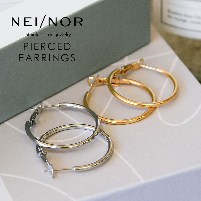 Nei/nor ピアス お肌に優しい つけっぱなしok サージカルステンレス 316L 変色 錆 傷に強い 低アレルギー アクセサリー ネイナー NnP-0111