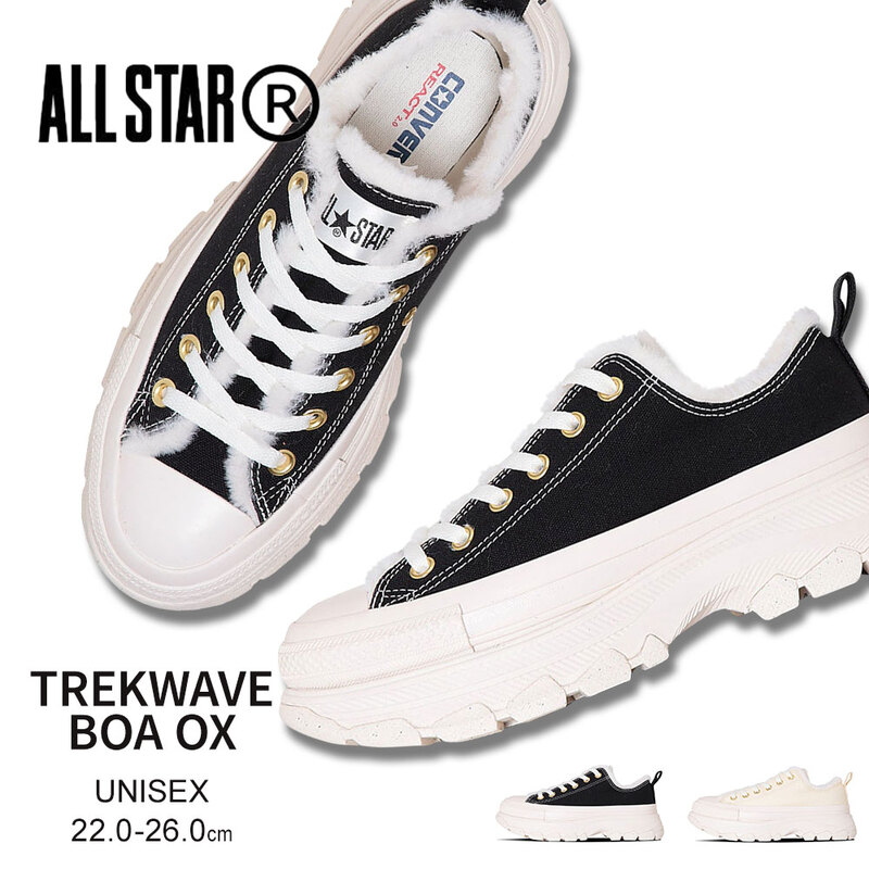 コンバース オールスター R ローカット スニーカー 厚底 キャンバス プラットフォーム 黒 ブラック 白 ホワイト ALL STAR TREKWAVE BOA OX CONVERSE