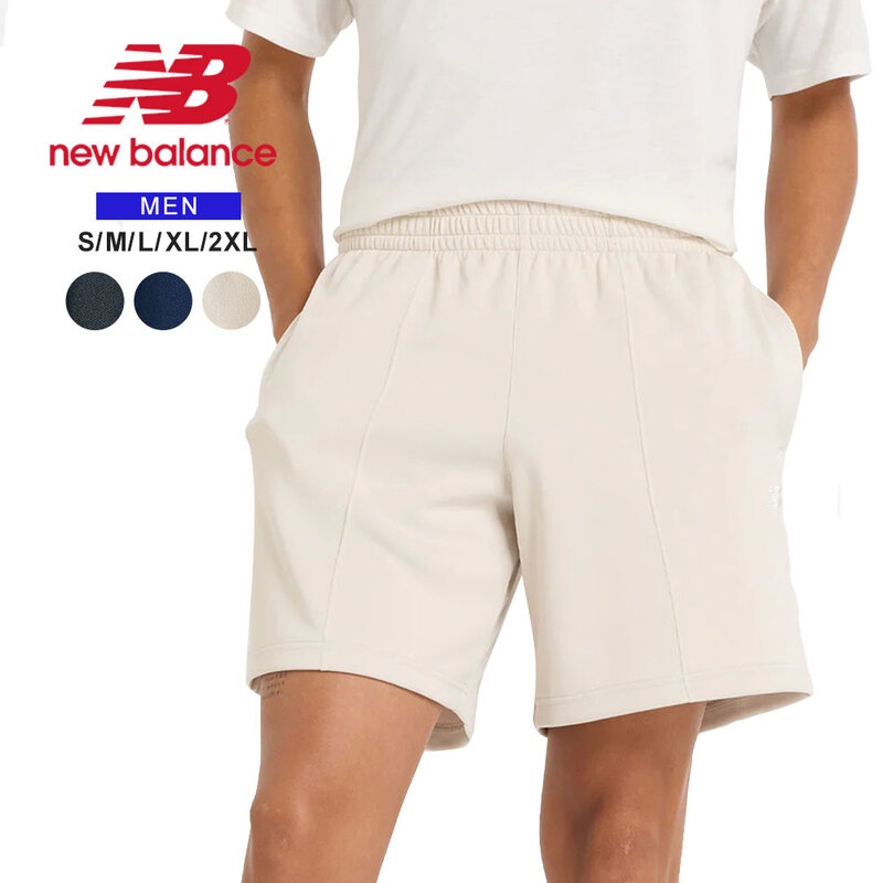 ニューバランス ショートパンツ メンズ スポーツ 黒 白 ネイビー ニットショーツ7インチ インナー無し AMS51207 New Balance