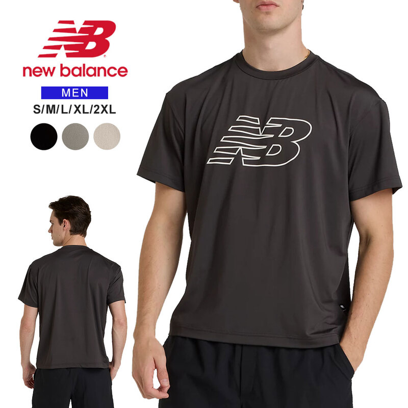 ニューバランス メンズ 半袖 トップス ロゴT スポーツ ブラック ホワイト ショートスリーブTシャツ AMT51510 New Balance