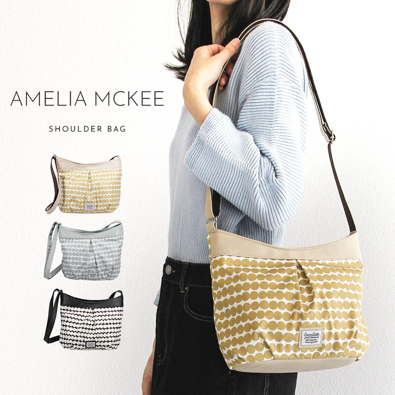 ショルダーバッグ レディース 斜めがけ 軽量 小さめ 大人 ファスナー 通勤 旅行 マチ広 収納 整理整頓 おしゃれ カジュアル 婦人 女性 鞄 ドット柄 AMELIA MCKEE