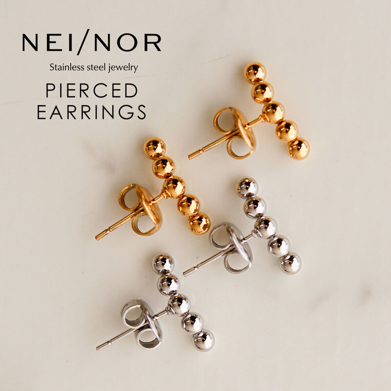 Nei/nor ピアス お肌に優しい つけっぱなしOK サージカルステンレス 316L 変色 錆 傷に強い 丈夫 低アレルギー素材 アクセサリー ネイナー NnP-0120