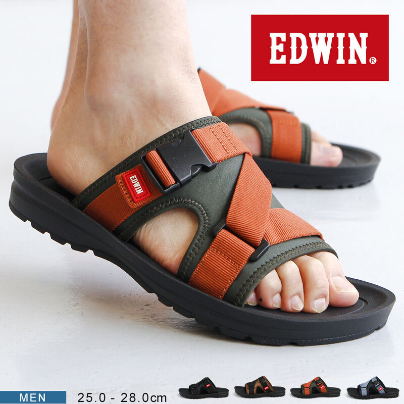 エドウィン サンダル メンズ 靴 スポーツ スライド レジャー アウトドア つっかけ カーキ ベージュ ブラック ネイビー 5111 EDWIN