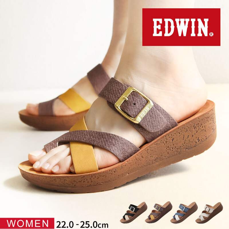 エドウィン リゾート サンダル レディース コンフォート 厚底 美脚 カジュアル 黒 ブラック マスタード ネイビー ホワイト EDWIN 9502