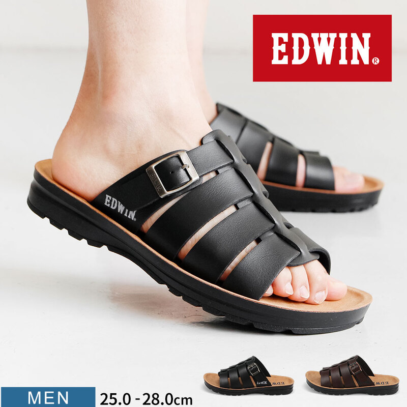 EDWIN サンダル スライド メンズ コンフォート シンプル スリッパ つっかけ ワンマイル レジャー アウトドア キャンプ エドウィン 5112