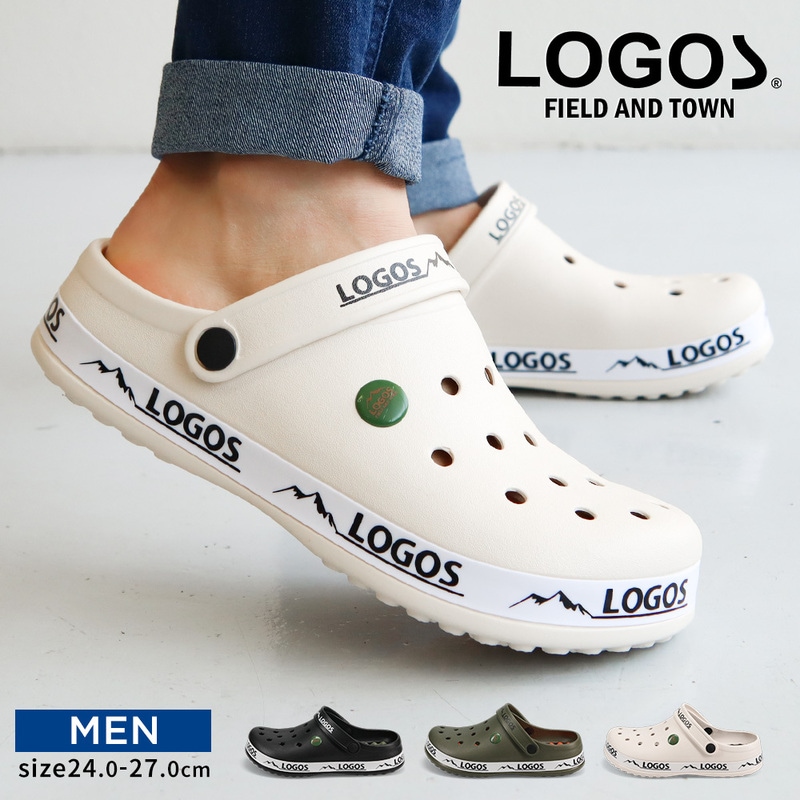 クロッグサンダル スライド アウトドア シャワー  スポーツメンズ 厚底 シンプル カジュアル 黒 ブラック カーキ アイボリー LOGOS 1905