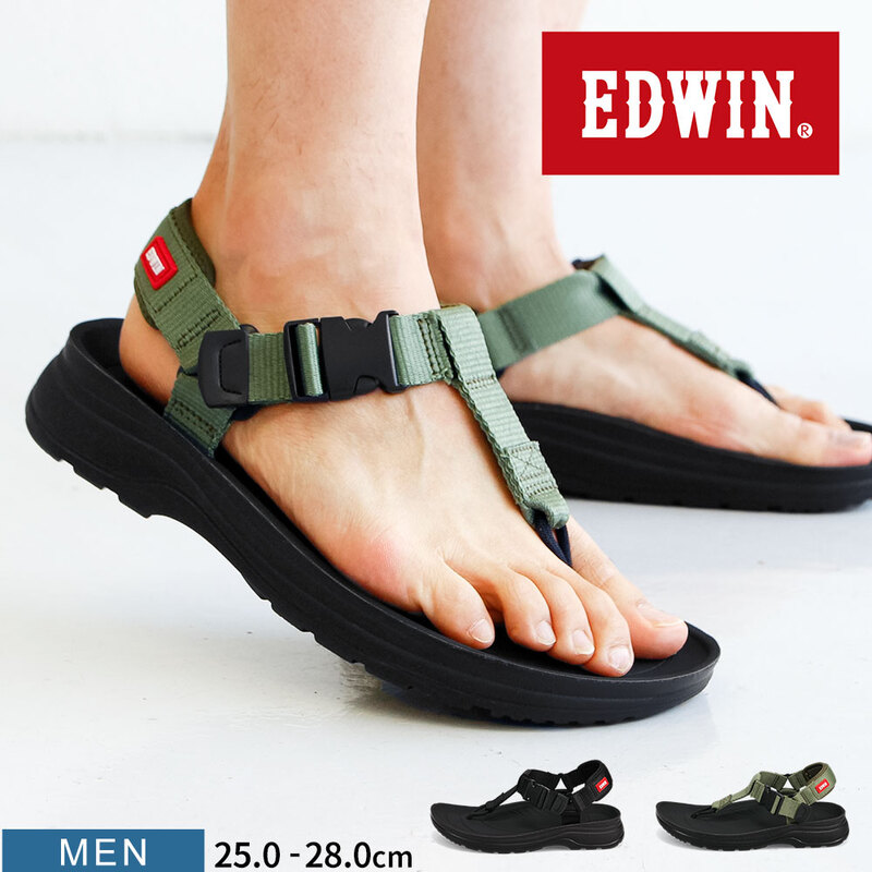 EDWIN メンズ スポーツサンダル アウトドア シンプル 疲れにくい 歩きやすい トング リラックス コンフォート レジャー エドウィン 5122