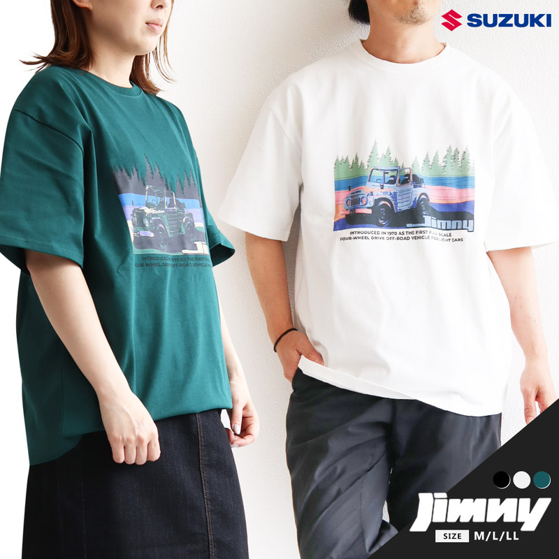 オンワークス tシャツ メンズ 綿100 半袖 おしゃれ カジュアル スズキ ジムニー 白 黒 ホワイト ブラック ON WORKS 046040