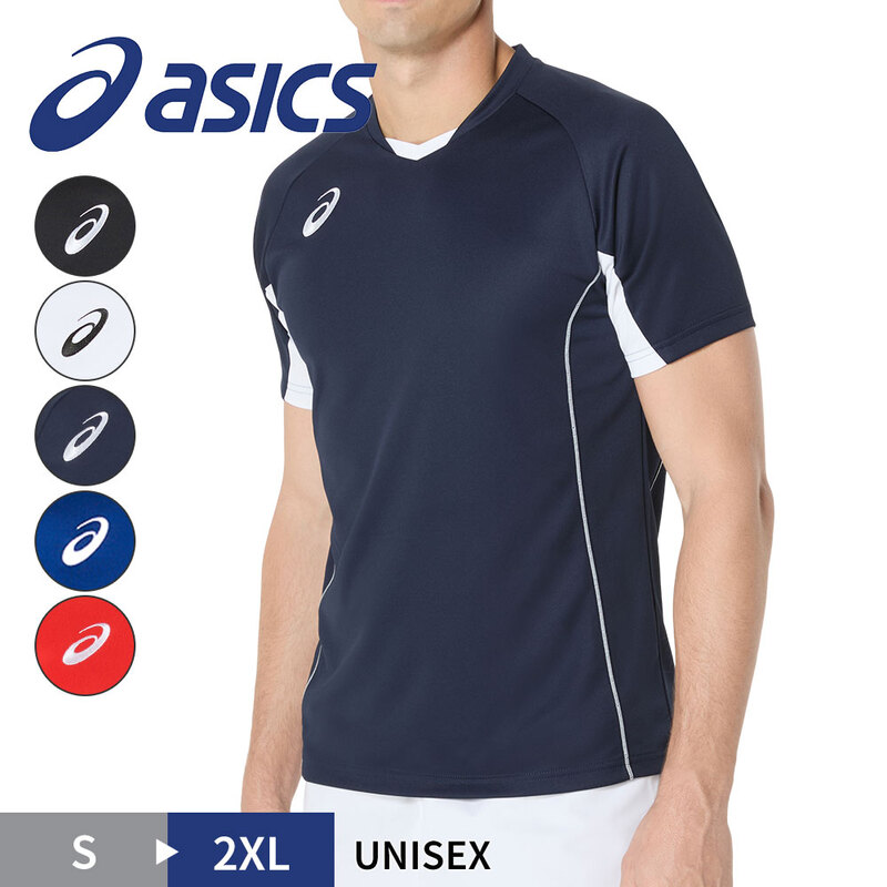 アシックス tシャツ 半袖 トレーニング ウエア スポーツ ゲーム ジュニア レディース メンズ バレー ボール バスケ 練習着 運動 服 部活 クラブ 2053A218 asics