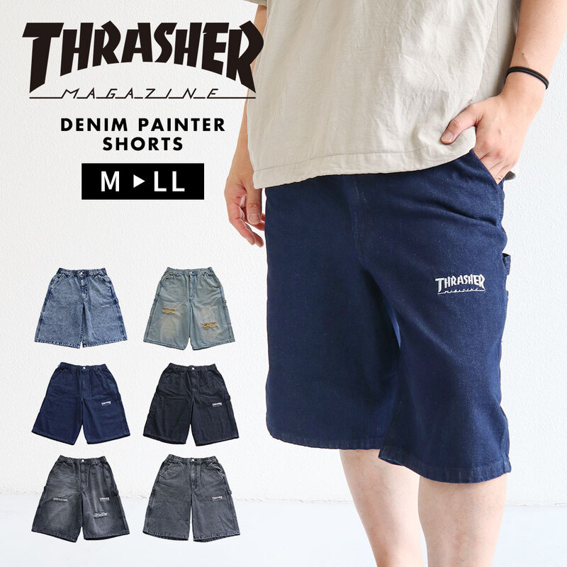 スラッシャー ショート パンツ メンズ ハーフ 半ズボン 短パン 5分丈 ひざ ハンマーループ ツールポケット ボトムス ジーンズ デニムペインター 017060 THRASHER