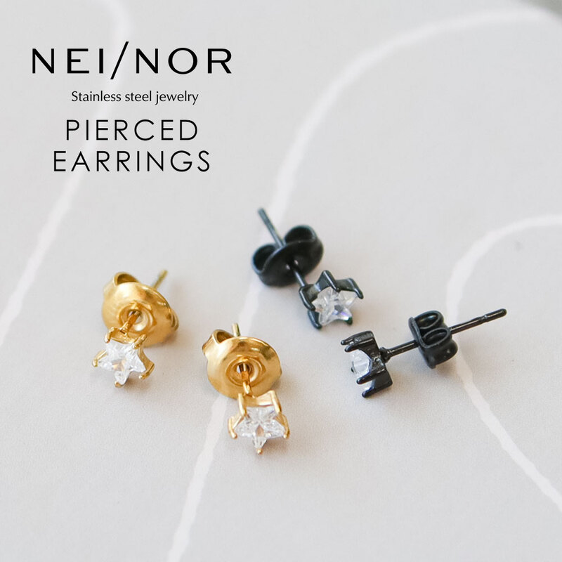 Nei/nor ピアス お肌に優しい つけっぱなしOK サージカルステンレス 316L 変色 錆 傷に強い 丈夫 低アレルギー素材 アクセサリー ネイナー NnP-0127