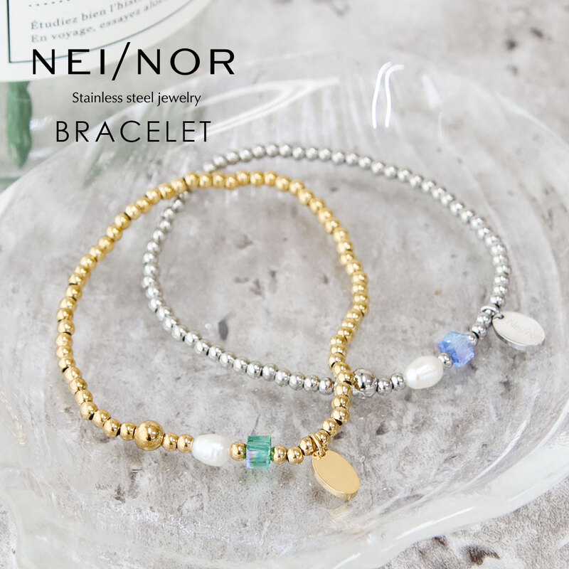 Nei/nor ブレスレット 腕輪 アンクレット お肌に優しい つけっぱなしok サージカルステンレス 316L アクセサリー 錆に強い 変色しにくい ネイナー NnBR-0046