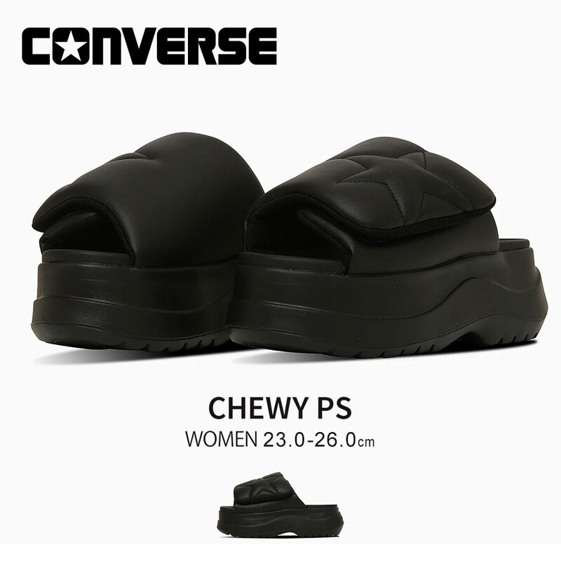 コンバース チューイー サンダル 厚底 レディース ボリュームソール 黒 カジュアル 黒 ブラックモノクローム converse CHEWY PS
