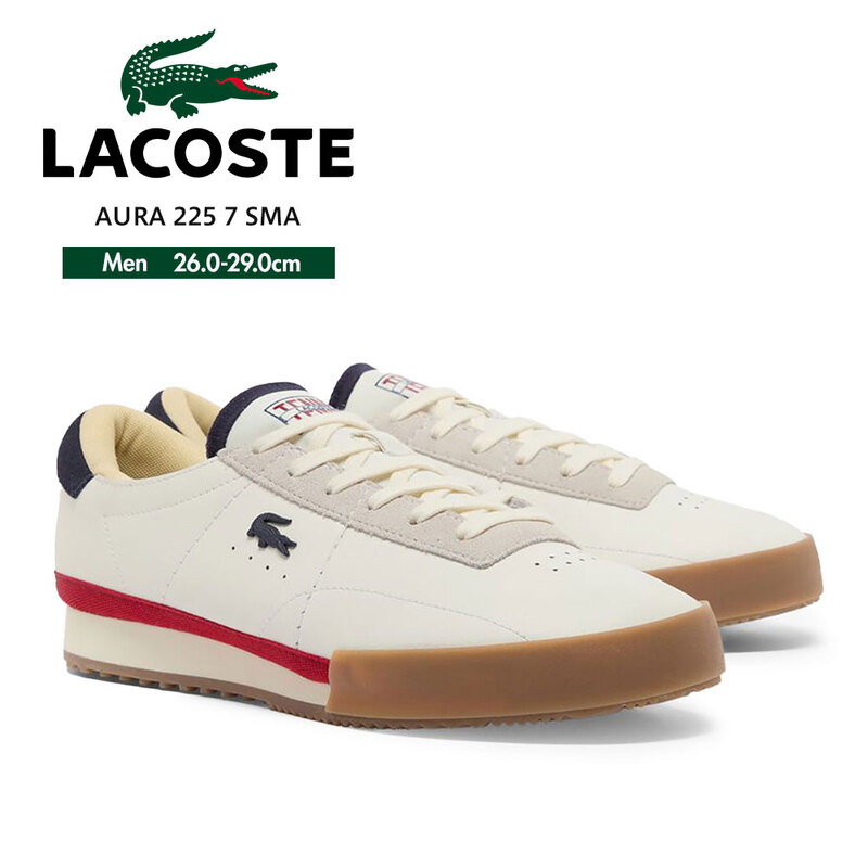 ラコステ スニーカー メンズ ユニセックス ローカット カジュアル シューズ 靴 シンプル 定番 軽量 通学 通勤 AURA 225 7 SMA 50SMA0161 LACOSTE
