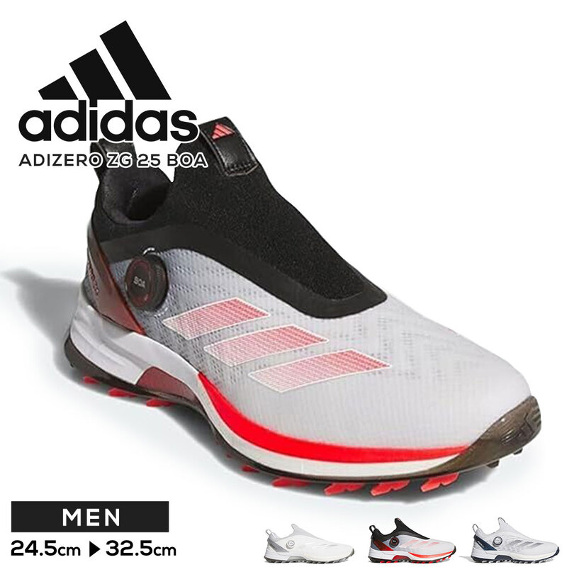 アディダス ゴルフシューズ メンズ 防水 靴 スパイクレス グリップ adidas アディゼロ ゼッドジー 25 ボア NLK60 ホワイト グレー