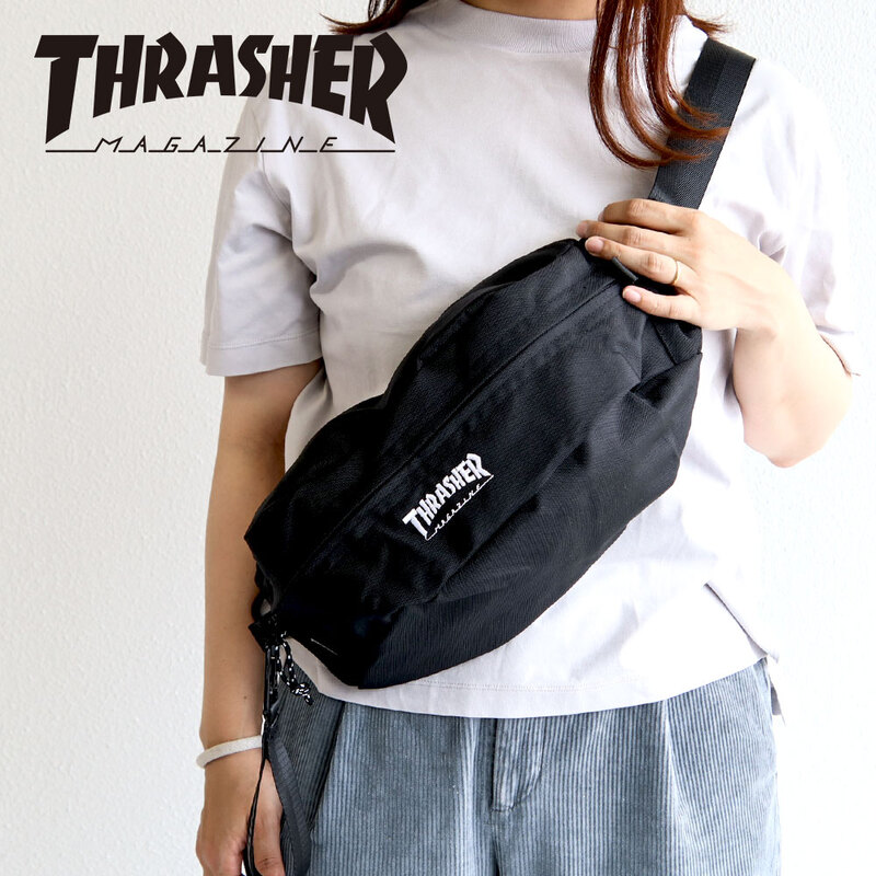 スラッシャー ウエストバッグ メンズ レディース オシャレ アウトドア ブランド 鞄 アメカジ 黒 ブラック THRASHER r1928