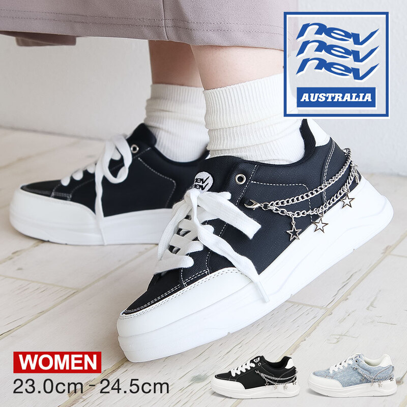 ネブ スニーカー レディース 厚底  軽量 おしゃれ かわいい シンプル カジュアル シューズ 靴 ローカット 黒 ブラック デニム nev  658