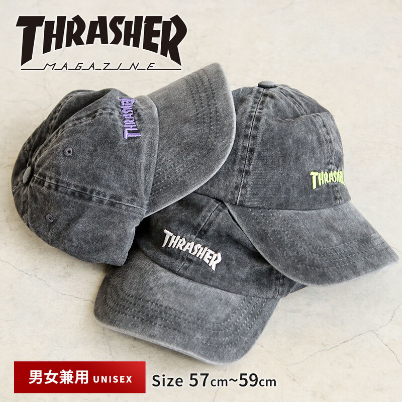 スラッシャー キャップ メンズ レディース おしゃれ サイズ調整 ユーズド ヴィンテージライク 春 夏 秋 冬 カーブドバイザー ベースボール 帽子 dw1893 THRASHER