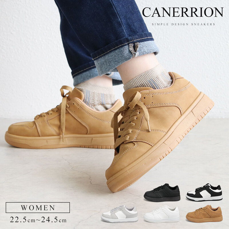 Canerrion スニーカー レディース ローカット 学生 シューズ 靴 履きやすい 疲れにくい クッション インソール 女の子 スクール 大人 ジュニア 通学 通勤 C-024