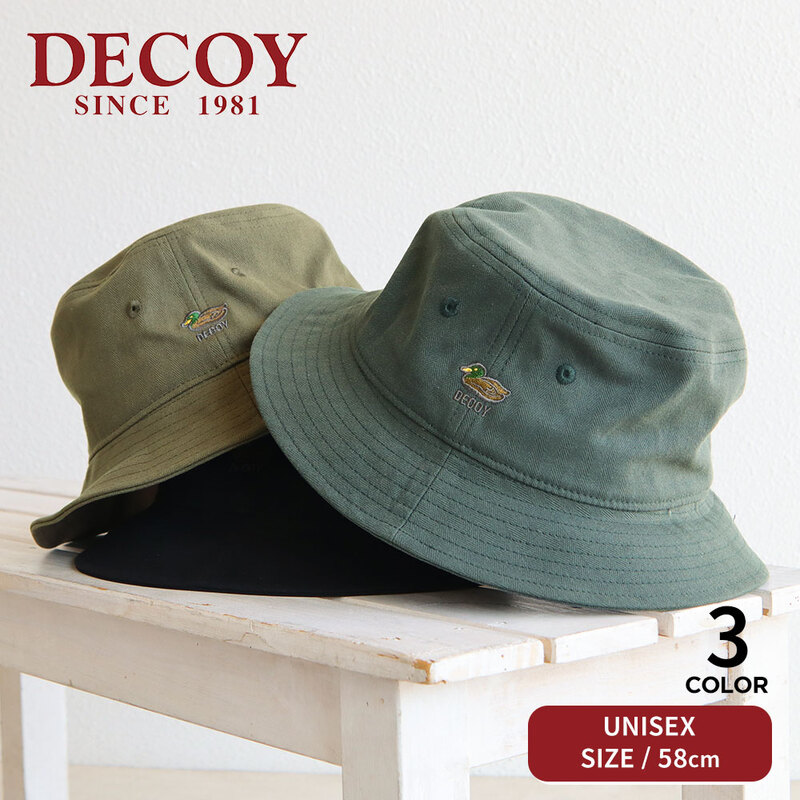 デコイ 帽子 バケット ハット メンズ ブランド 刺繍 ワンポイント レディース 日除け 黒 ブラック グレー カーキ DECOY 2010351