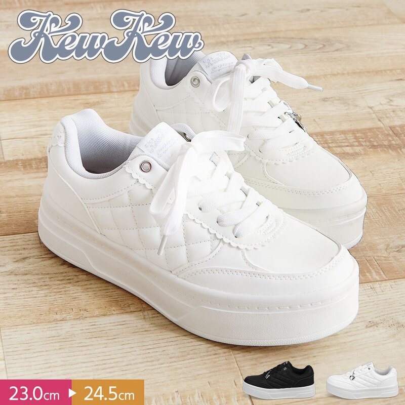 キューキュー スニーカー キッズ 女の子 厚底 レディース 軽量 ローカット ガールズ ジュニア 子供靴 黒 ホワイト 婦人 KewKew 2455