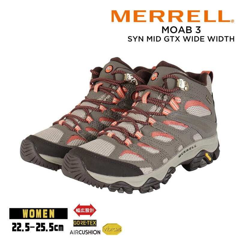 メレル モアブ3 シンセティック MID ゴアテックス ワイドワイズ レディース トレッキング シューズ 完全防水 登山 靴 ハイキング 500640