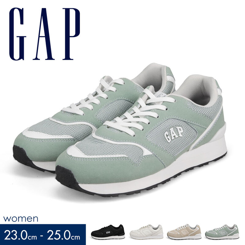 GAP レトロランニング レディース スニーカー ユニセックス ローカット 軽量 レトロ シンプル 運動靴 カジュアル 黒 ギャップ GPU12511