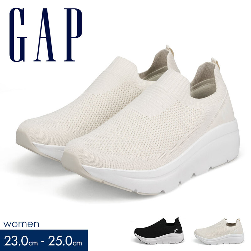GAP ニットスニーカー レディース スリッポン 厚底 ボリュームソール 軽量 カップインソール カジュアル ニット素材 ギャップ GPU22517