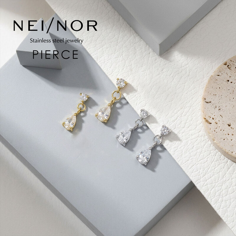 Nei/nor ピアス アレルギー対応 つけっぱなし OK  サージカルステンレス メンズ レディース セカンドピアス アクセサリー ゴールド 0134
