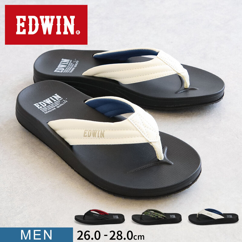 EDWIN メンズ トングサンダル ビーチサンダル シンプル リラックス レジャー キャンプ 海 黒 ブラック カーキ ホワイト エドウィン 5124