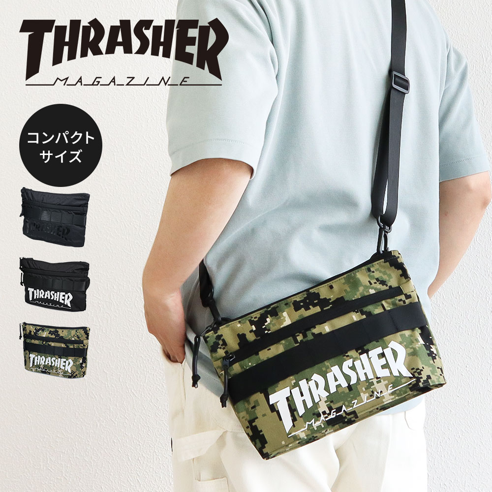 スラッシャー サコッシュ メンズ レディース ショルダーバッグ ブランド ロゴ 鞄 黒 ブラック 迷彩 カモフラージュ THRASHER R2187